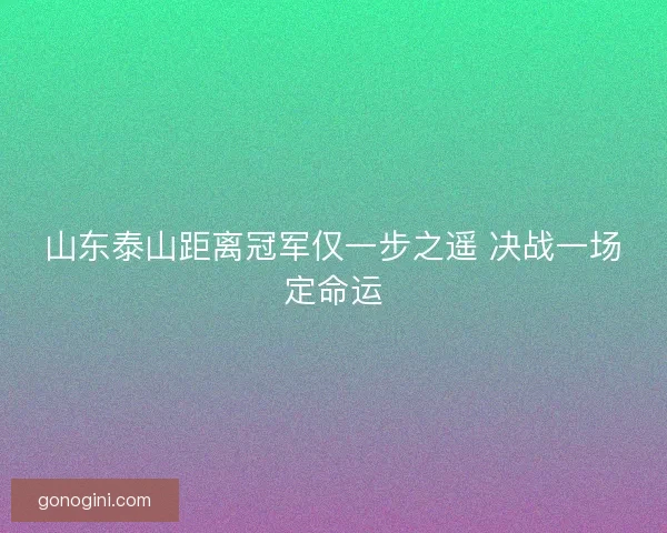 山东泰山距离冠军仅一步之遥 决战一场定命运